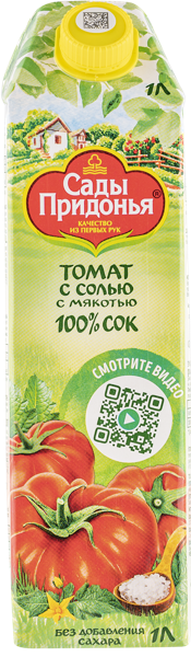 Изображение Сок с солью с мякотью Сады придонья томат Сады Придонья карт/уп, 1 л