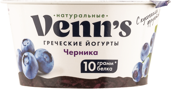 Изображение Йогурт 0,1% греческий Веннс черника ТрастедПродактс п/б, 130 г