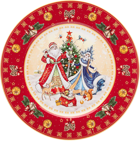 Изображение Тарелка 20,5см закусочная Лефард дед мороз снегурка красна Лефард , 1 шт