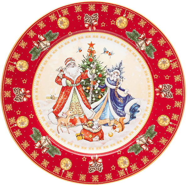 Изображение Тарелка 27см обеденная Лефард дед мороз снегурка красна Лефард , 1 шт