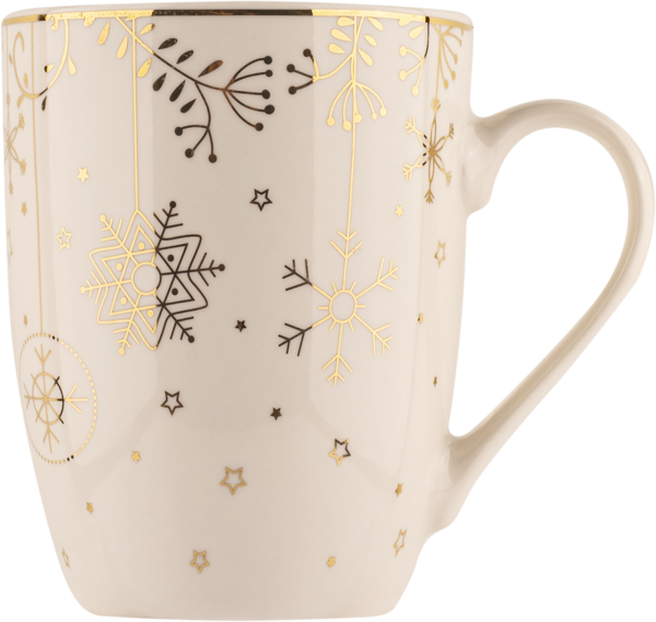 Изображение Кружка 320мл белая Лефард с золотыми снежинками Лефард , 1 шт