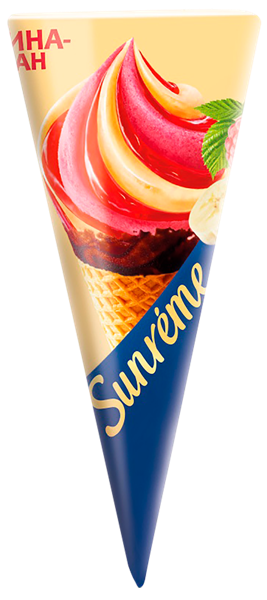 Изображение Мороженое пломбир в рожке Санрем малина банан Фронери Рус м/у, 78 г