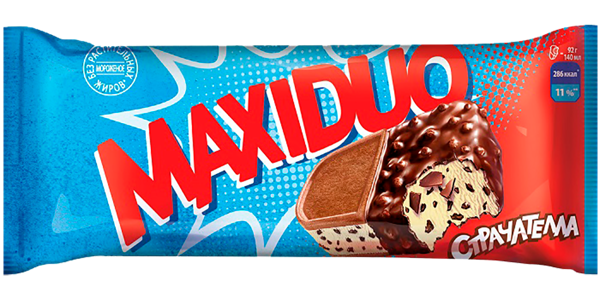 Изображение Мороженое пломбир сендвич Максидуо страчателла Фронери Рус м/у, 92 г