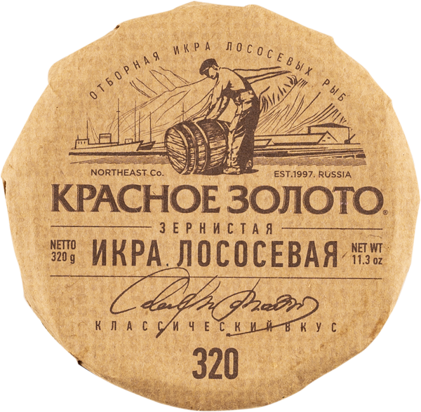Изображение Икра зернистая Красное Золото лососевая Северо-Восточная Компания ЛТД с/б, 320 г