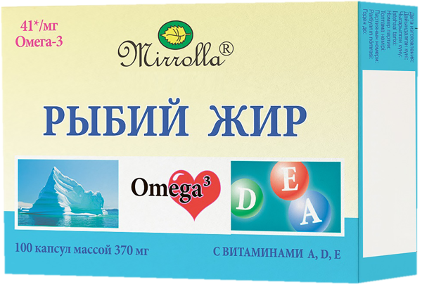 Изображение Рыбий жир Миролла с витаминами А,Д,Е Миролла кор, 100 шт