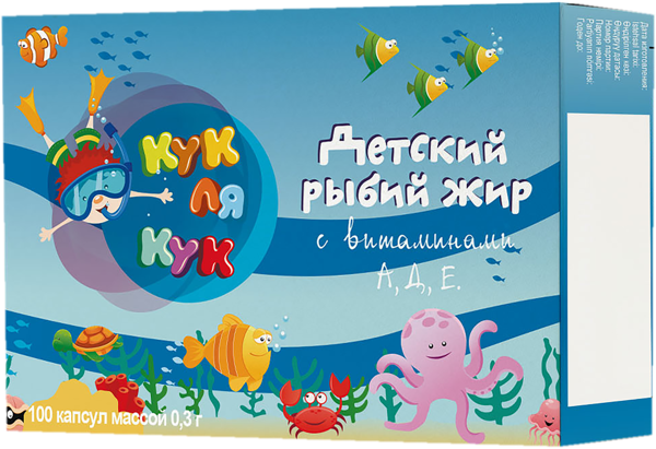 Изображение Рыбий жир Миролла Кук ля Кук с витаминами А,Д,Е Миролла кор, 100 шт