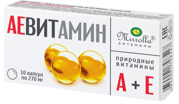 Изображение Комплекс витаминный Миролла АЕ витамин 270мг Миролла кор, 20 шт