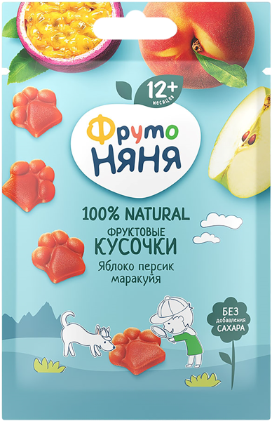Изображение Фруктовые кусочки с 12 мес Фрутоняня яблоко персик маракуйя Прогресс м/у, 15 г