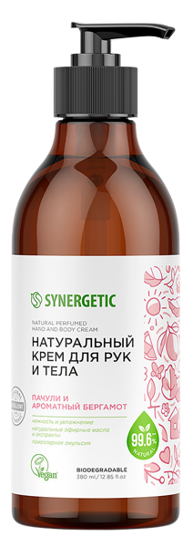 Изображение Крем питание для рук и тела Синергетик БИО пачули и бергамот Синергетик п/у, 380 мл