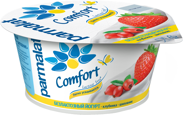 Изображение Йогурт 3% без лактозы Пармалат клубника шиповник Белгородский МК п/б, 130 г