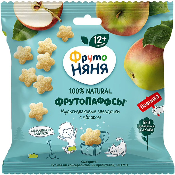 Изображение Готовый завтрак мультизлаковый Фрутоняня паффсы яблоко Прогресс м/у, 21 г