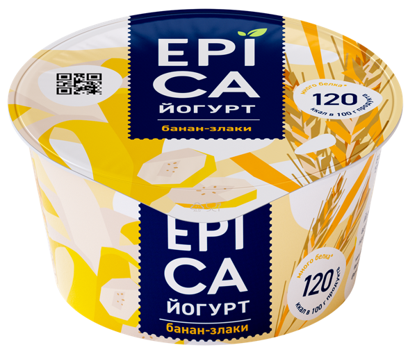 Изображение Йогурт 4,8% Эпика банан злаки Эрманн п/б, 130 г