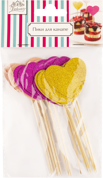 Изображение Шпажки для канапе Фиоленто звездочки голубые золото Оверсиз компани м/у, 12 шт