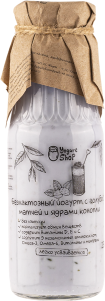 Изображение Йогурт 3,2% без лактозы Йогурт Шоп матча ядра конопли Йогурт шоп с/б, 250 мл