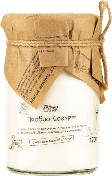 Изображение Йогурт 3,2% без сахара Йогурт Шоп пробио Йогурт шоп с/б, 170 г