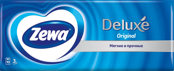 Изображение Платки бумажные 3х слойные Зева делюкс дизайн белые ЭвоКом м/у, 10 шт