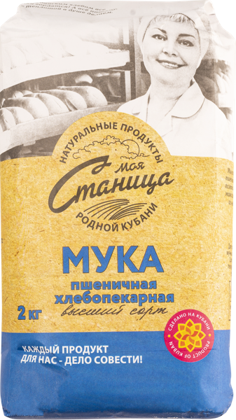 Изображение Мука пшеничная в/с Моя Станица высший сорт Элеватор м/у, 2 КГ