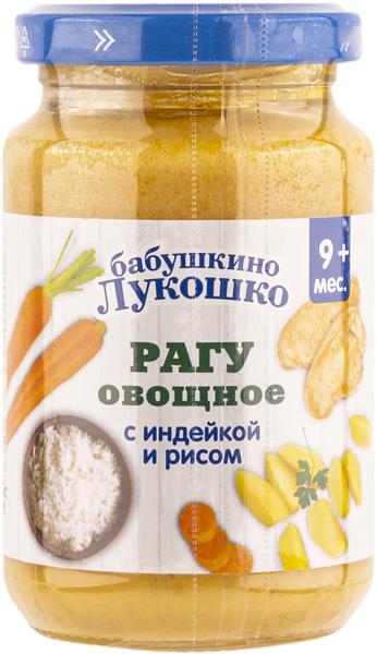 Изображение Пюре мясное с 9 мес Бабушкино Лукошко индейка рис Фаустово ЗДП с/б, 190 г