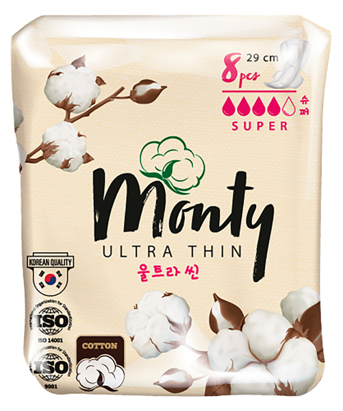 Изображение Прокладки супер плюс дневные Монти ультра 29см Джи Ти Пэйпа м/у, 8 шт