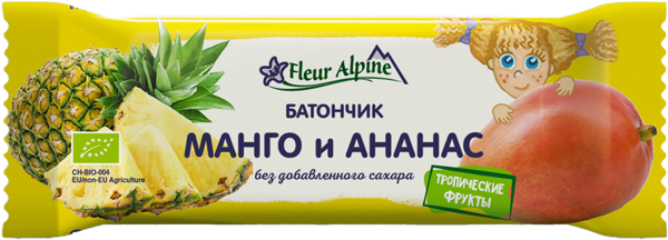 Изображение Батончик с 3-х лет Флер Альпин БИО манго ананас Фреш энд Драй м/у, 20 г