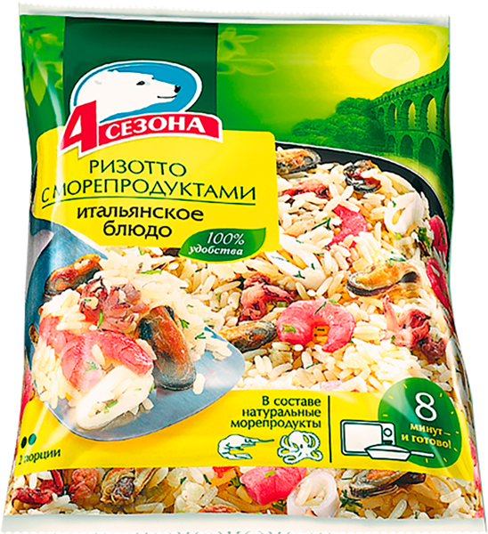 Изображение Готовое Блюдо замороженное 4 Сезона ризотто с морепродуктами Хладоком Западный м/у, 600 г