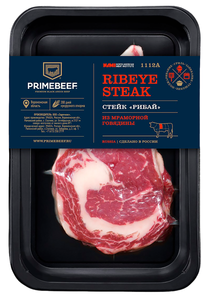 Изображение Мясо охлаждённое Стейк Рибай из говядины Праймбиф в/у, 250 г