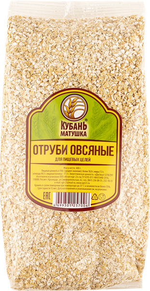 Изображение Отруби овсяные Кубань матушка Югоптторг-23 м/у, 400 г