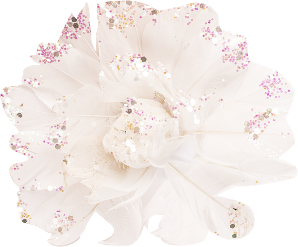 Изображение Цветок 14см на клипсе Мэджик Тайм белый из гусиного пера Феникс Презент , 1 шт