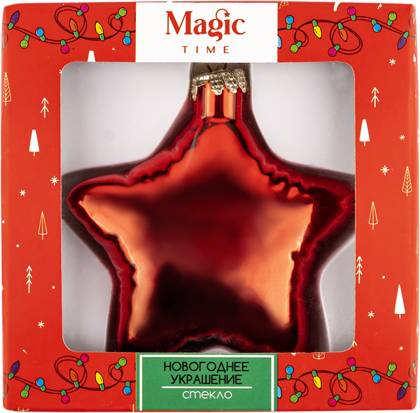 Изображение Елочное украшение 8см Мэджик Тайм игрушка красная звезда Феникс Презент , 1 шт