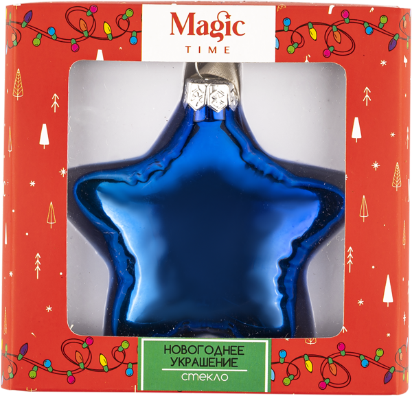 Изображение Елочное украшение 8см Мэджик Тайм игрушка синяя звезда Феникс Презент , 1 шт