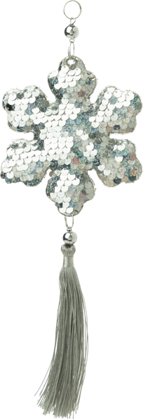 Изображение Подвеска 22см серебристая Мэджик Тайм снежинка пайетки кисточка Феникс-Презент м/у, 1 шт