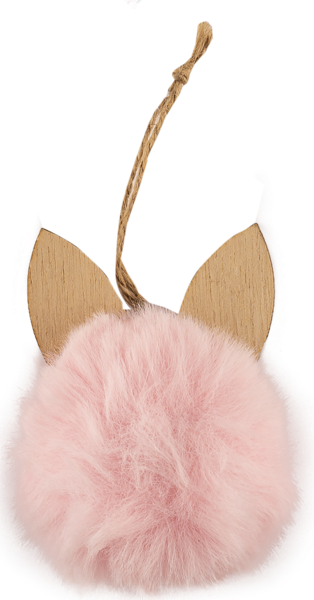 Изображение Елочное украшение 7см Мэджик Тайм зайчик пушистый в розовом Феникс Презент , 1 шт