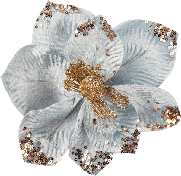Изображение Цветок 14*21см на клипсе Мэджик Тайм голубой с золотом Феникс Презент , 1 шт