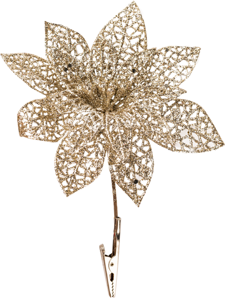 Изображение Цветок 13*13,5см на клипсе Мэджик Тайм шампань с блестками Феникс Презент , 1 шт