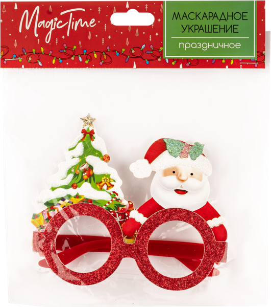 Изображение Очки карнавальные Мэджик Тайм дед мороз и ёлка Феникс Презент , 1 шт