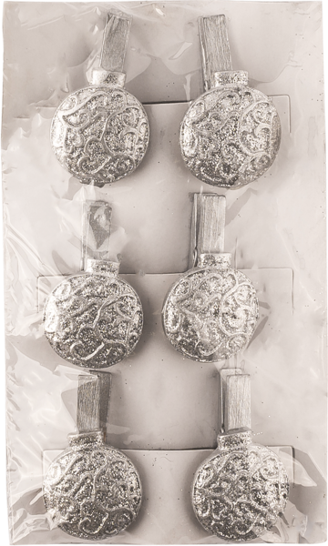 Изображение Прищепка новогодняя Мэджик Тайм серебристые шарики Феникс Презент , 1 шт