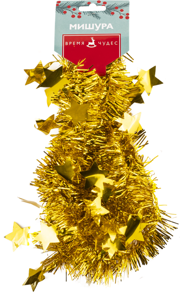 Изображение Мишура 2м золотая Мэджик Тайм звезды Феникс Презент , 1 шт