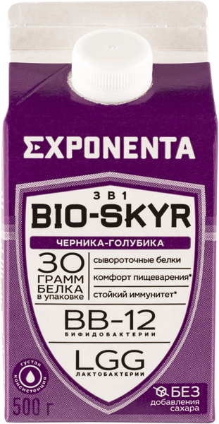 Изображение Продукт кисломолочный обогащен белком Экспонента черника голубика Молочные горки т/п, 500 мл