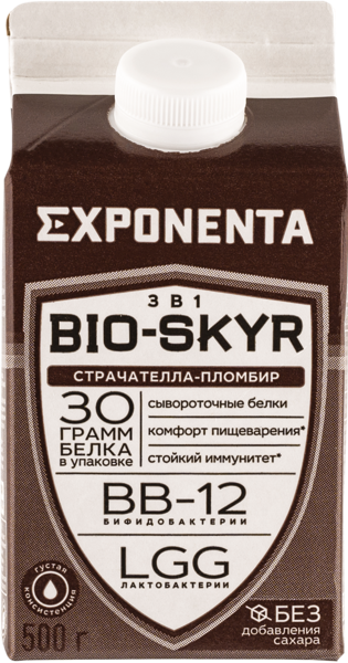 Изображение Продукт кисломолочный обогащен белком Экспонента страчателла пломбир Молочные горки т/п, 500 мл