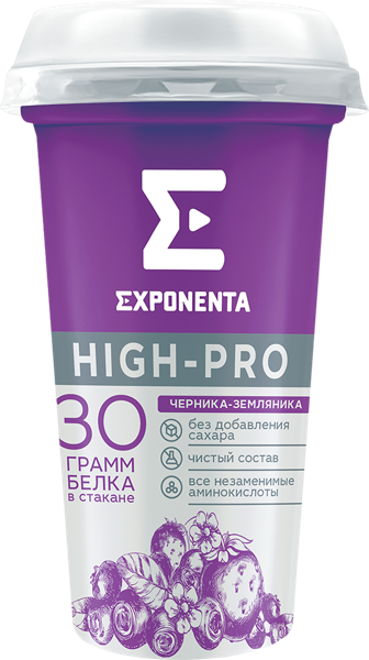 Изображение Продукт кисломолочный обогащен белком 30г Экспонента черника земляника Молочные горки п/б, 250 мл