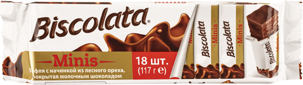 Изображение Вафли в шоколаде Бисколата с ореховым кремом Шолен м/у, 117 г