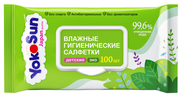 Изображение Салфетки влажные детские Йокосан 99,6% вода Азия Лайф м/у, 100 шт