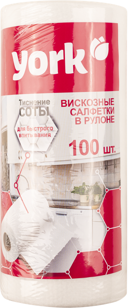 Изображение Салфетки 22,5*25см в рулоне Йорк соты универсальные Йорк м/у, 100 шт