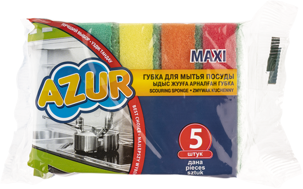 Изображение Губка для посуды Азур макси поролон Йорк м/у, 5 шт