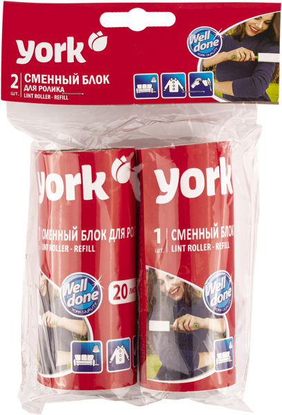 Изображение Ролик для одежды липкий Йорк сменный блок Йорк м/у, 2 шт
