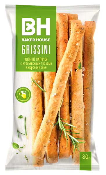 Изображение Гриссини Бейкер Хаус с итальянскими травами Раменский м/у, 80 г