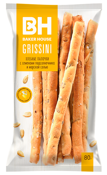 Изображение Гриссини Бейкер Хаус с семенами подсолнечника Раменский м/у, 80 г