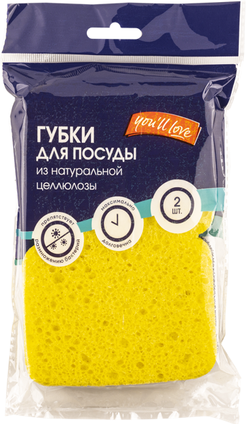 Изображение Губка для посуды Юл Лав целлюлоза Юл Лав м/у, 2 шт