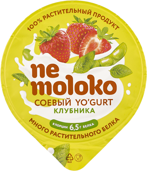 Изображение Йогурт 5% соевый Немолоко клубника Сады Придонья п/б, 130 г