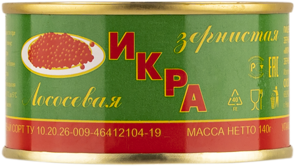 Изображение Икра лососевая Зернистая из замороженного сырья Находкинский РПК ж/б, 140 г